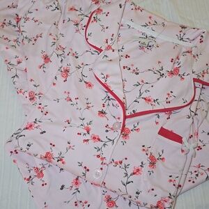 Anne Klein Pink Floral Long Sleeve Pajama Pant Set NWT - Medium